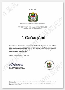 坦桑尼亚商标注册证